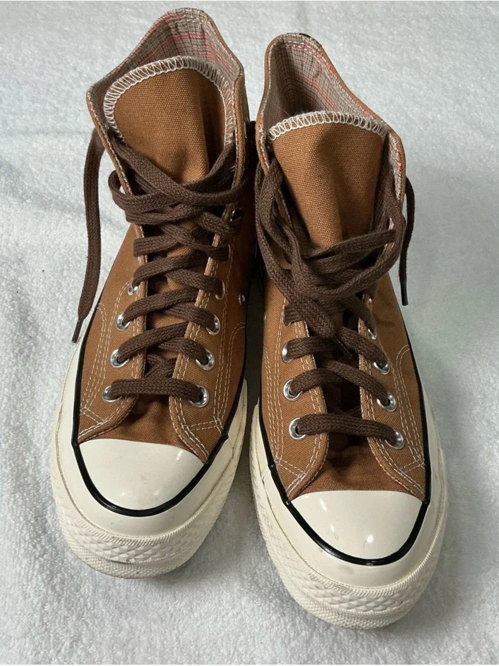 Converse Men’s High-Top Sneakers in Brown and White - Picture 3 of 8